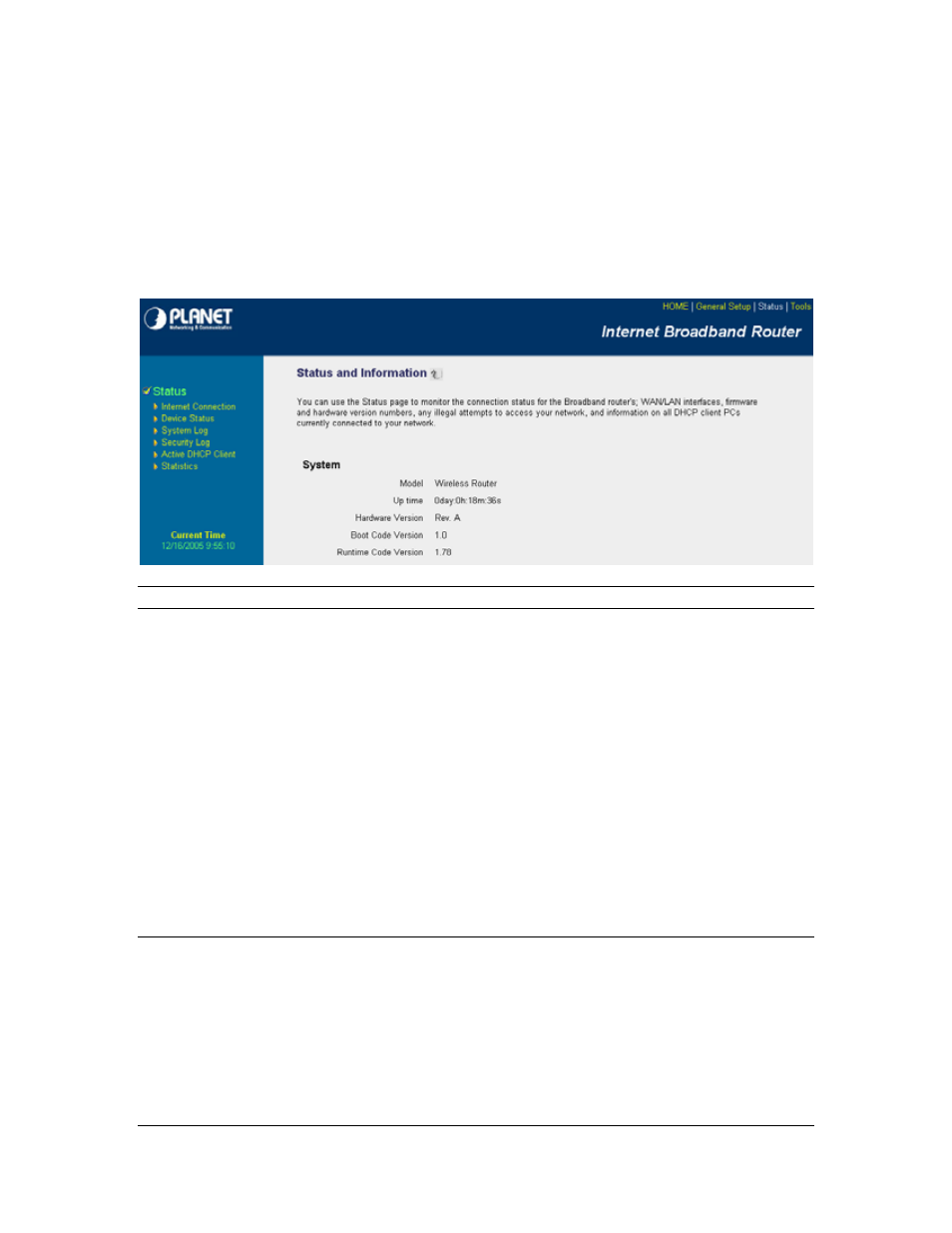Chapter 3, 1 status and information, Chapter 3 status 3.1 status and information | Planet Technology VRT-401G User Manual | Page 74 / 86