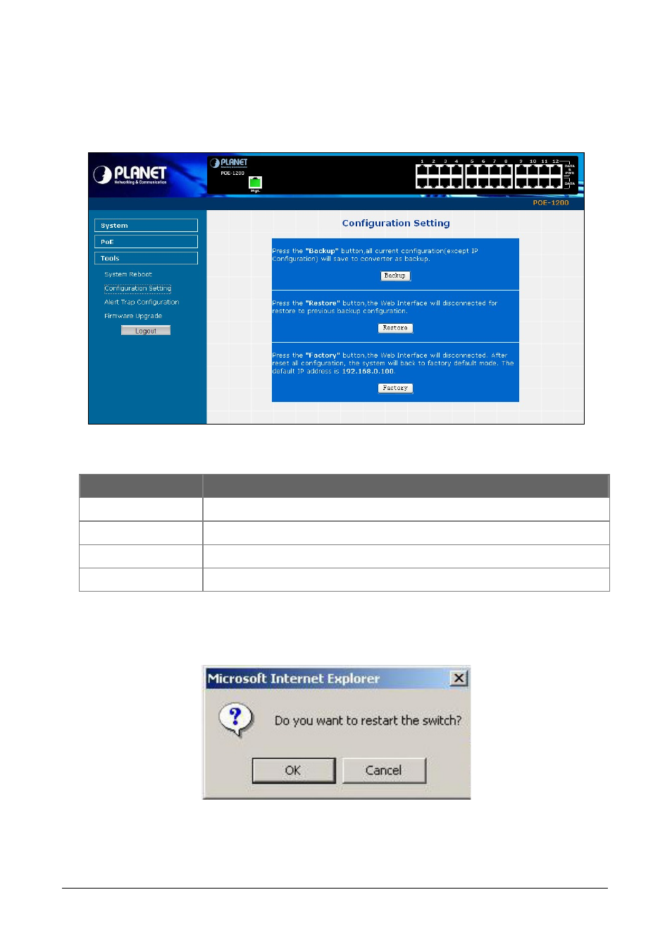 5 tools, 1 system reboot, Ools | Planet Technology POE-2400 User Manual | Page 24 / 41