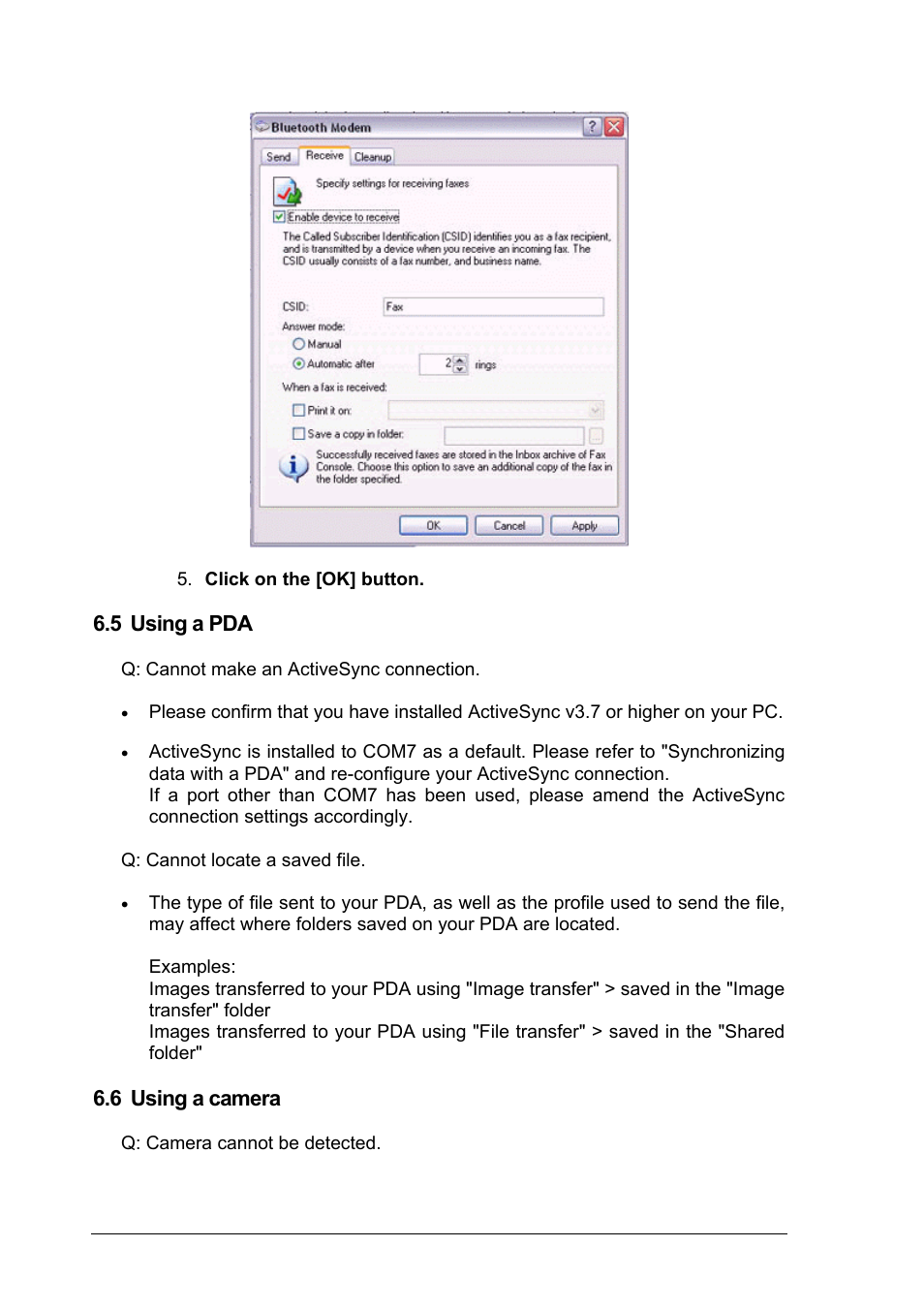 5 using a pda, 6 using a camera | Planet Technology BT-510U User Manual | Page 148 / 151