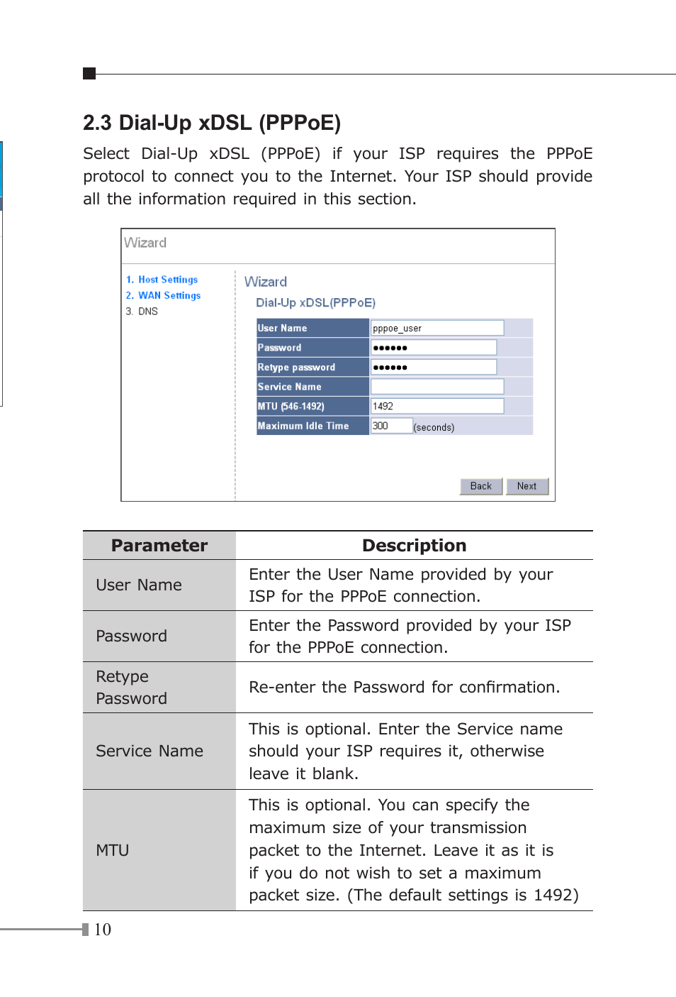 3 dial-up xdsl (pppoe) | Planet Technology XRT-401E User Manual | Page 10 / 16