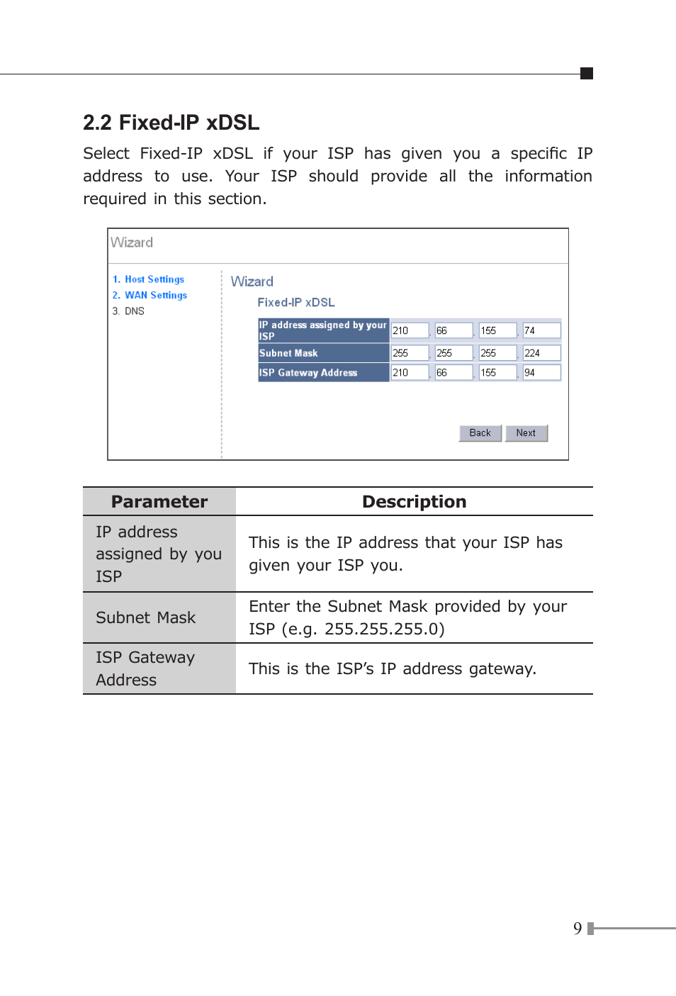 2 fixed-ip xdsl | Planet Technology XRT-401E User Manual | Page 9 / 16