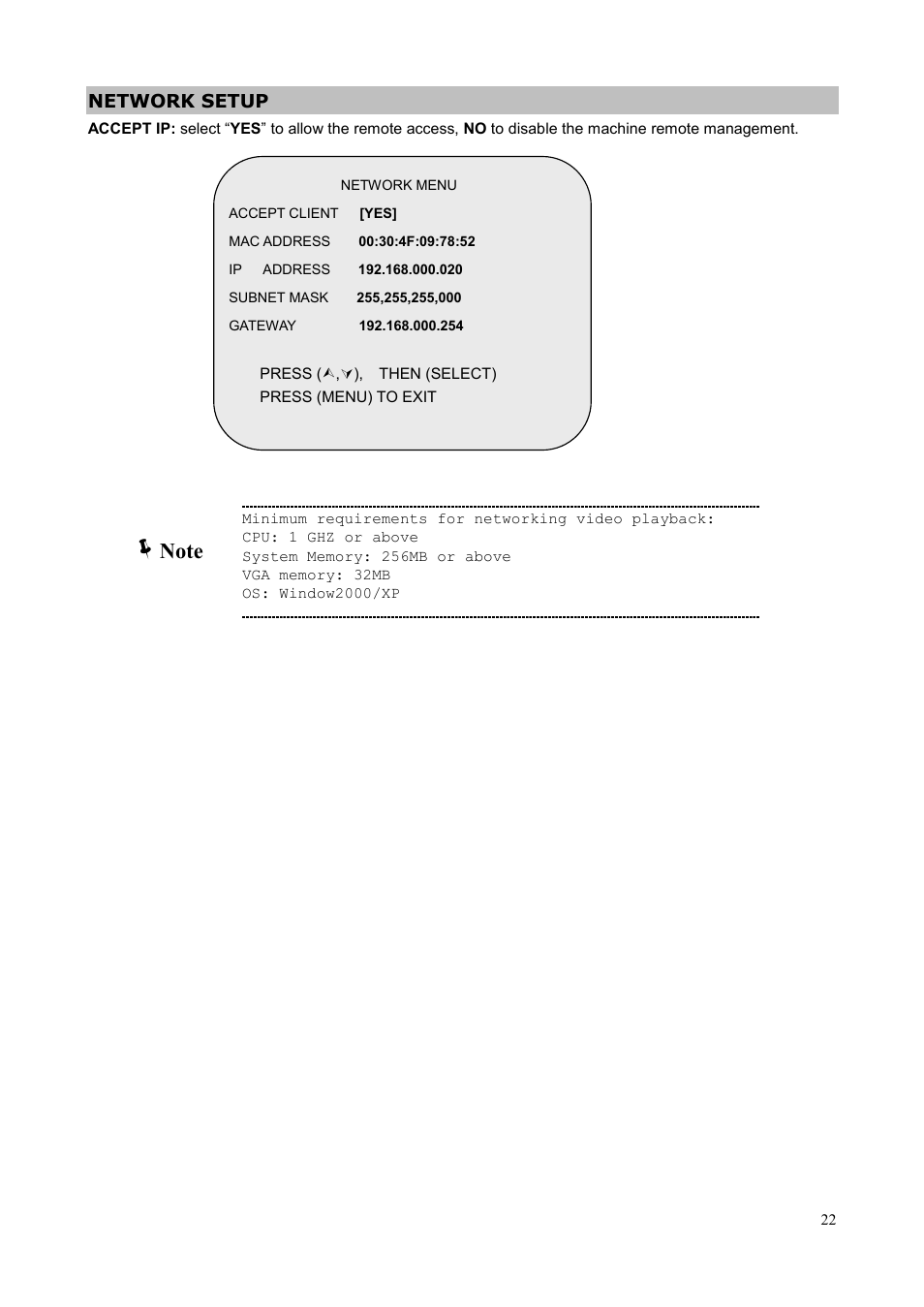 Network setup | Planet Technology DVR-400 User Manual | Page 26 / 33