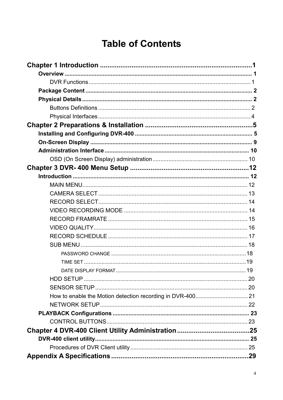 Planet Technology DVR-400 User Manual | Page 4 / 33