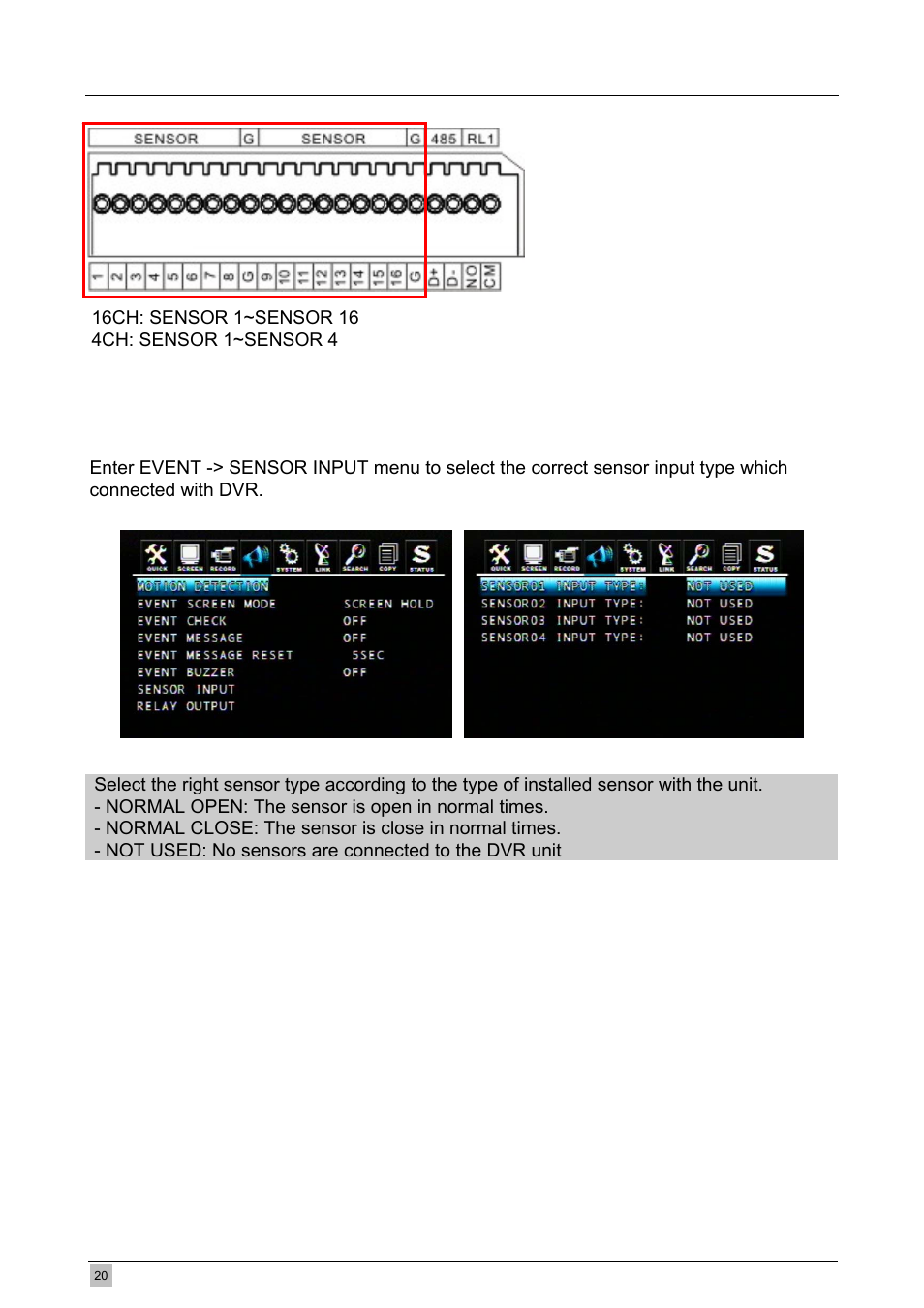 3 sensor input | Planet Technology DVR-471 User Manual | Page 20 / 84