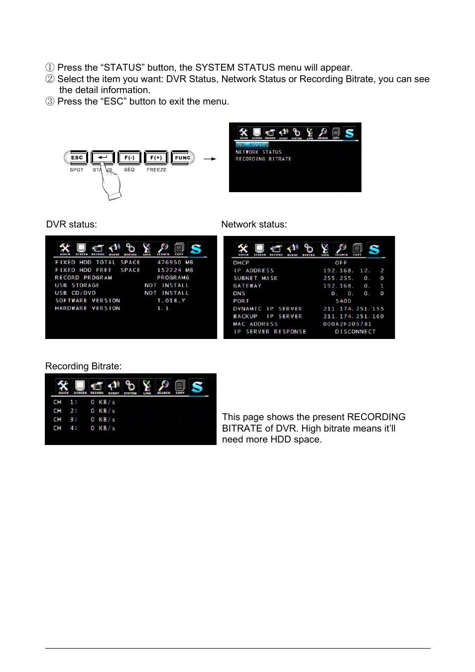 3 system status | Planet Technology DVR-471 User Manual | Page 27 / 84