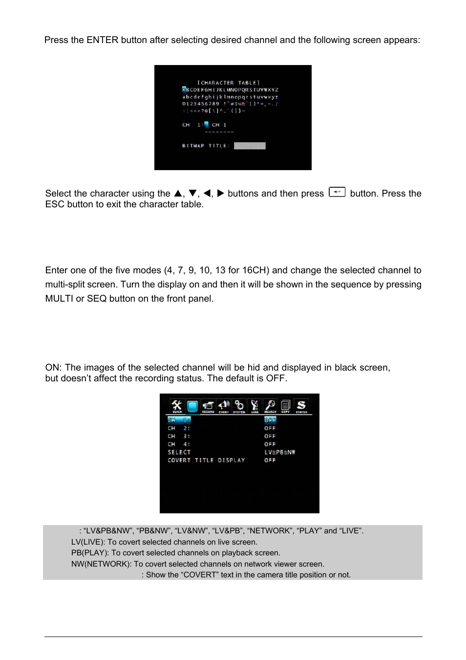 4 multi screen, 5 covert | Planet Technology DVR-471 User Manual | Page 33 / 84