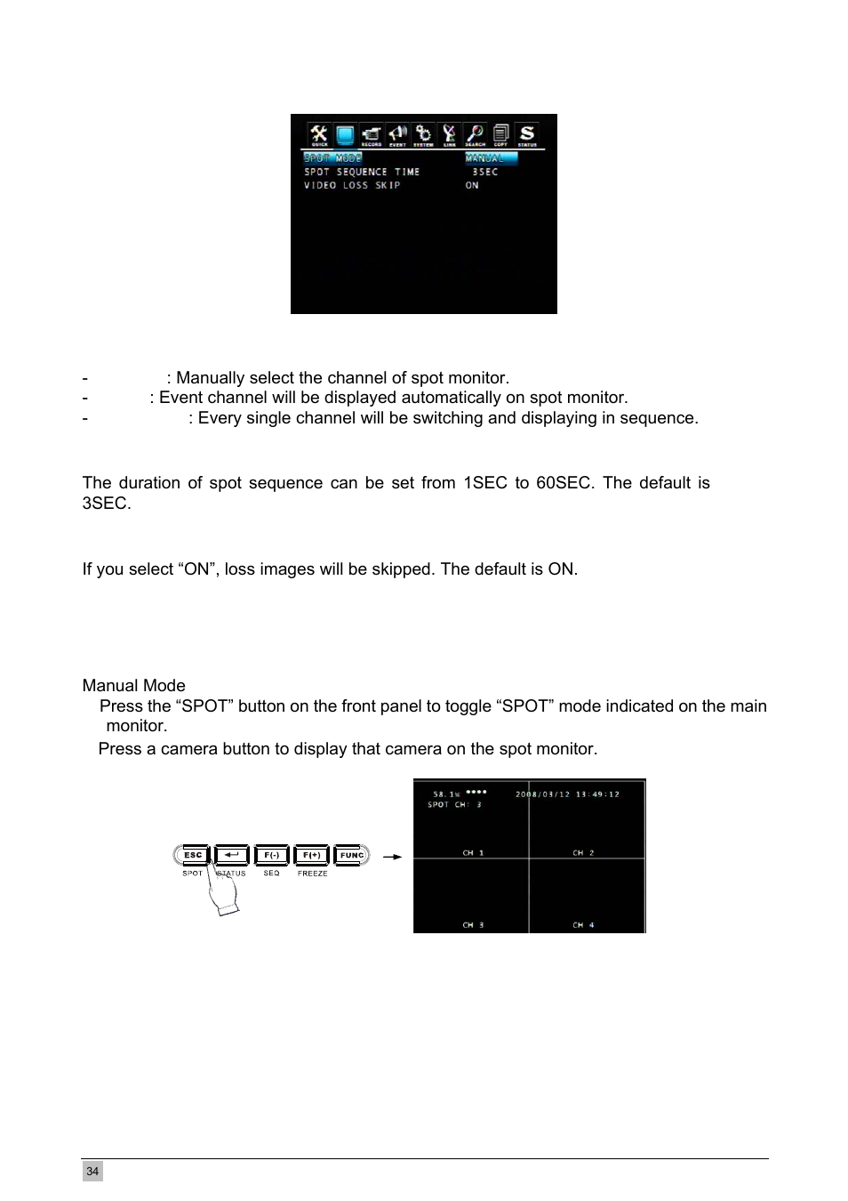 6 spot, Spot mode operation | Planet Technology DVR-471 User Manual | Page 34 / 84