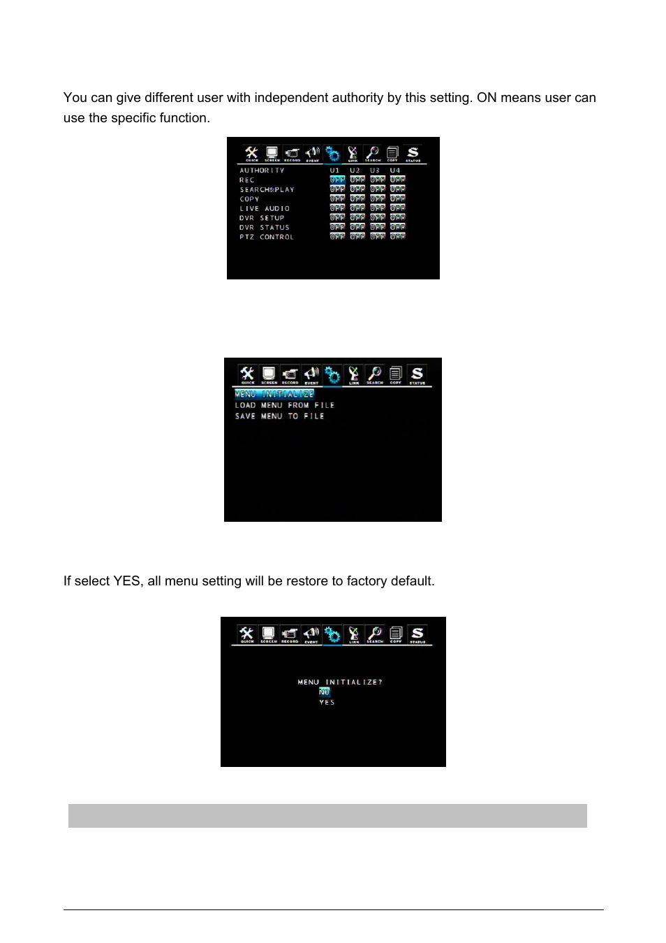 3 user authority, 4 dvr menu setup | Planet Technology DVR-471 User Manual | Page 39 / 84