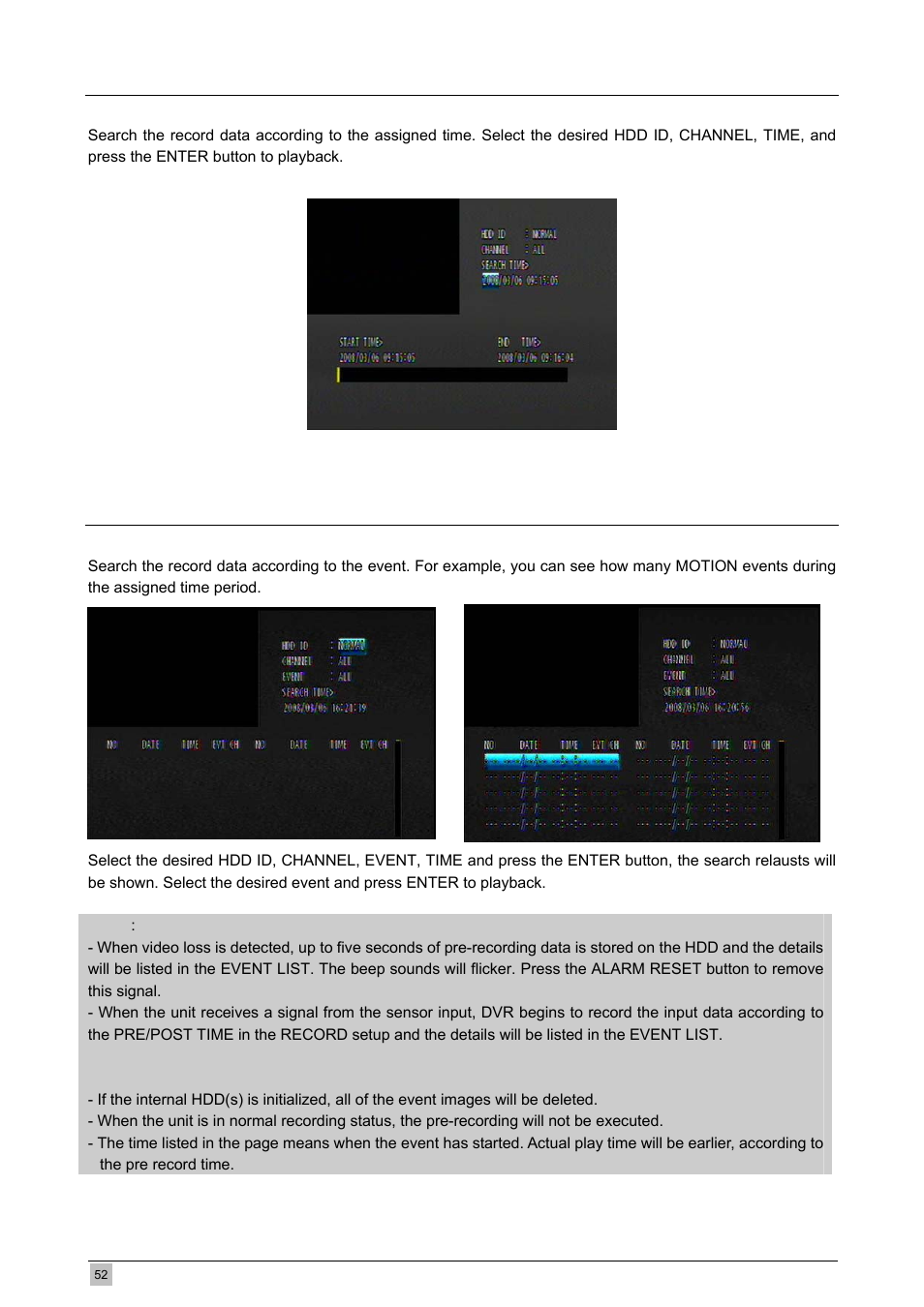 3 time search, 4 event search | Planet Technology DVR-471 User Manual | Page 52 / 84