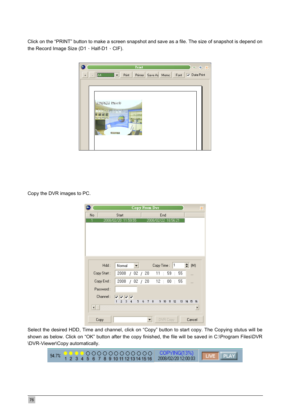 12 print, 13 copy | Planet Technology DVR-471 User Manual | Page 76 / 84