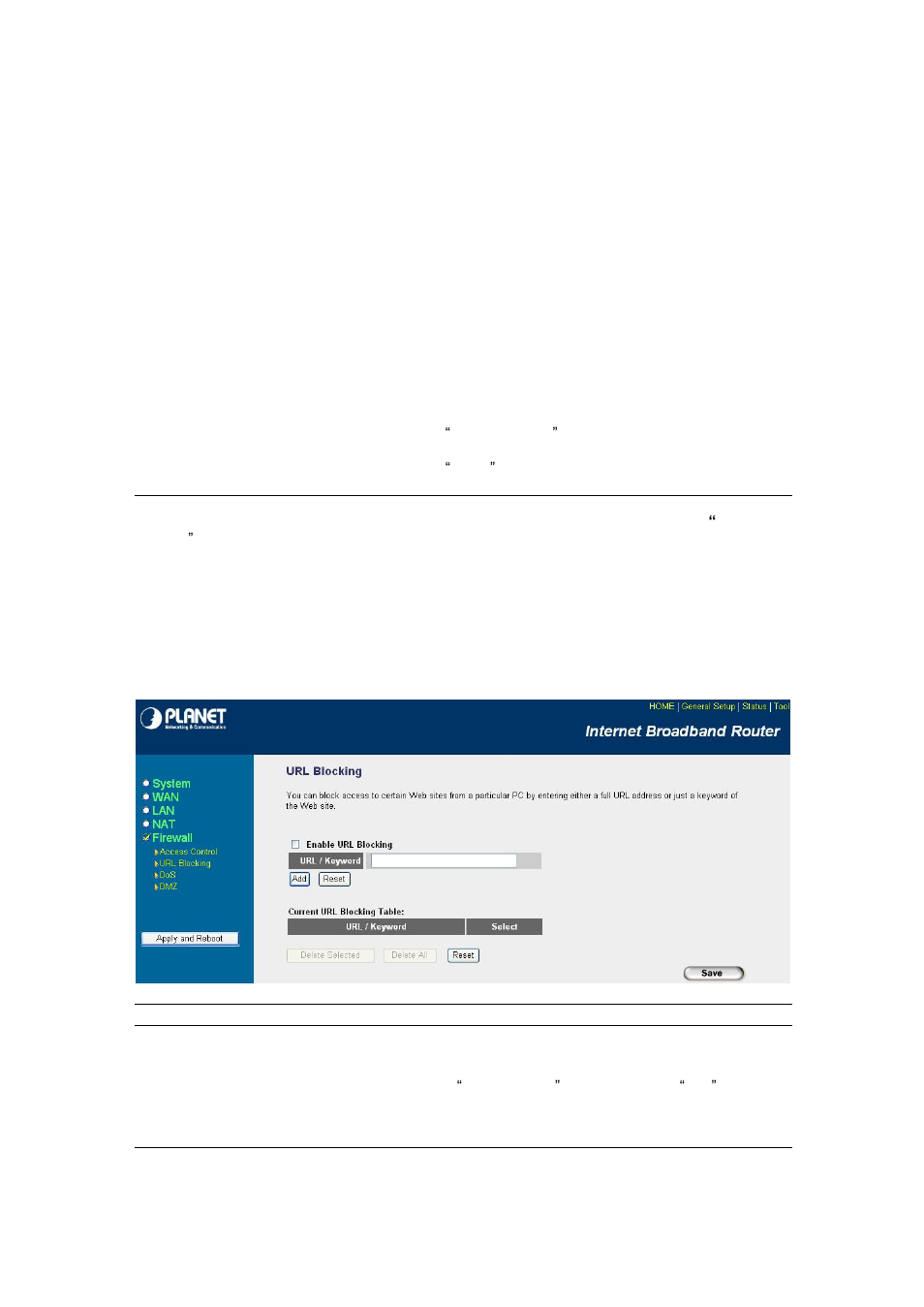 2 url blocking | Planet Technology XRT-104D User Manual | Page 52 / 68