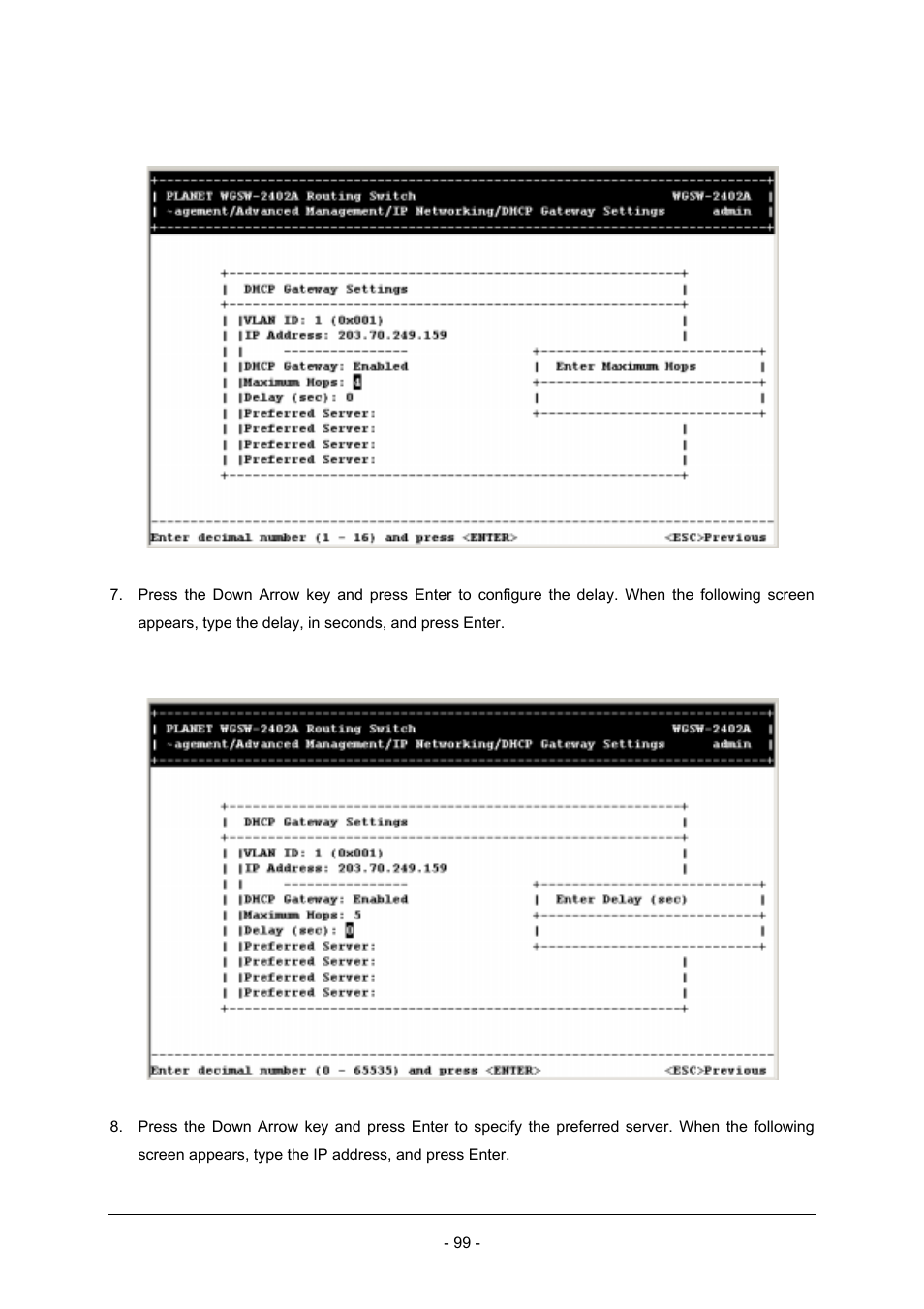 Planet Technology Planet Intelligent Gigabit Ethernet Stackable/Routing Switch WGSW-2402A User Manual | Page 107 / 285