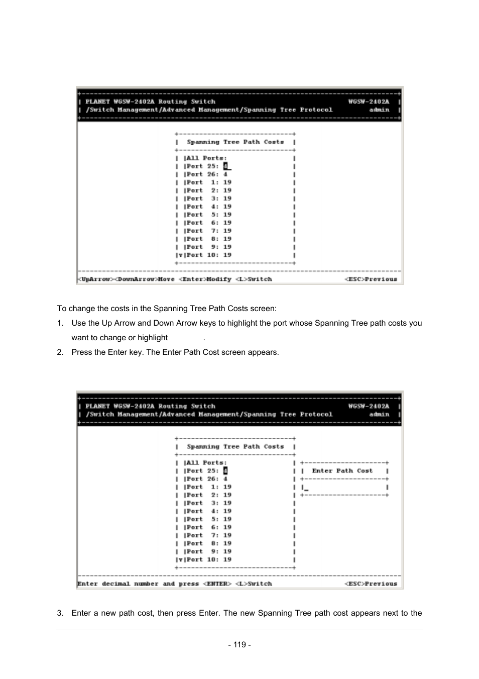 Planet Technology Planet Intelligent Gigabit Ethernet Stackable/Routing Switch WGSW-2402A User Manual | Page 127 / 285
