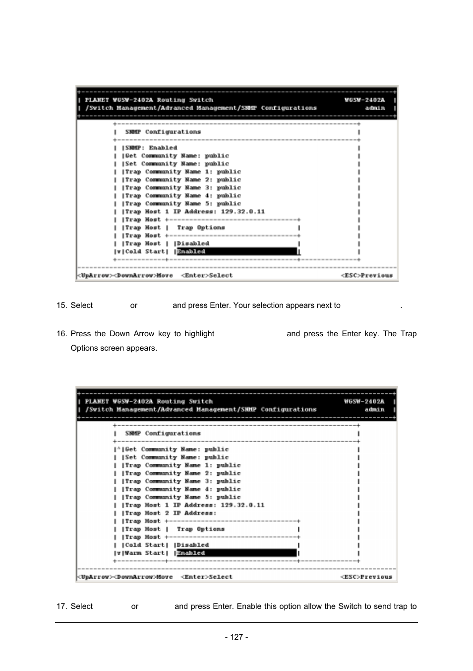 Planet Technology Planet Intelligent Gigabit Ethernet Stackable/Routing Switch WGSW-2402A User Manual | Page 135 / 285