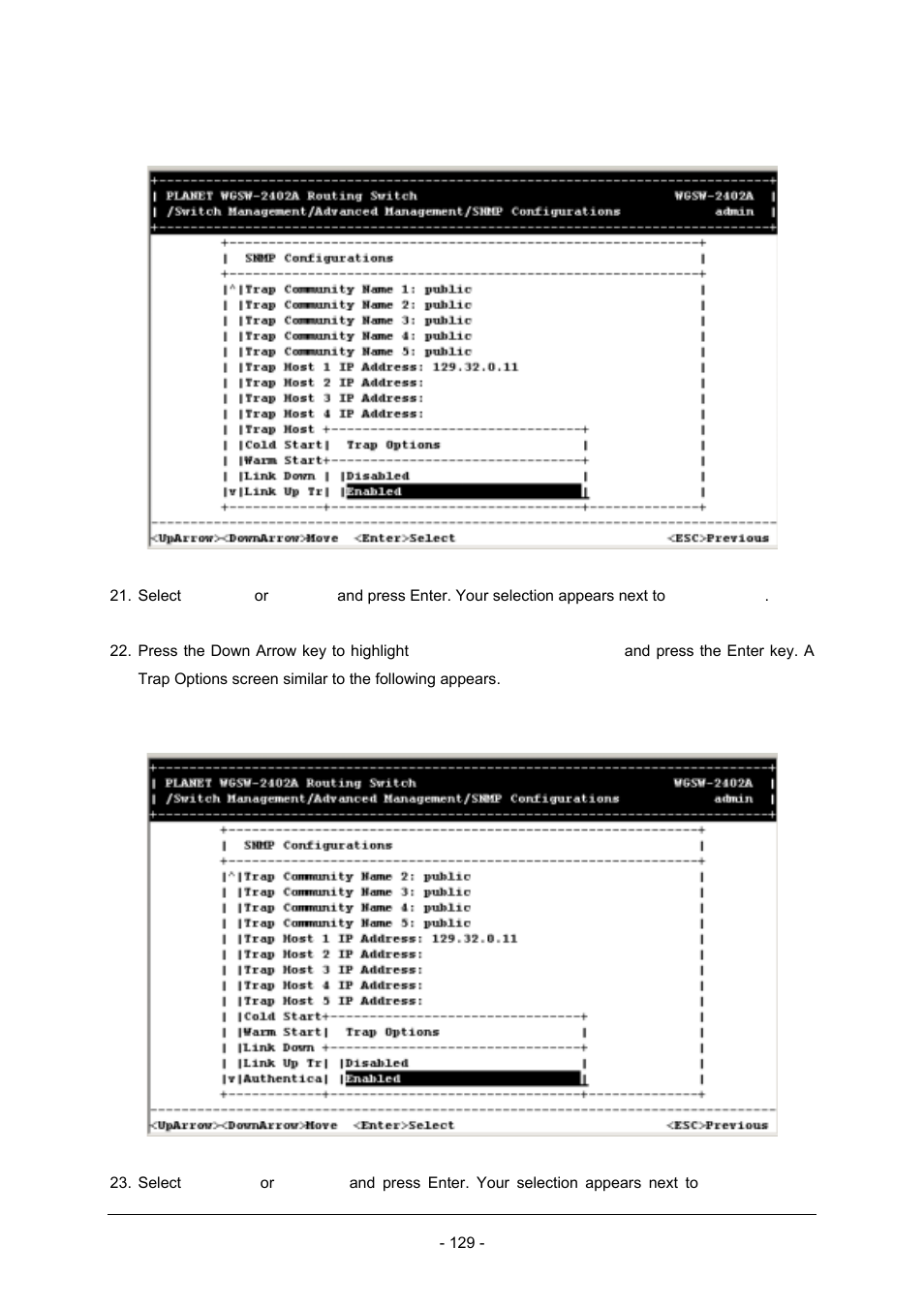 Planet Technology Planet Intelligent Gigabit Ethernet Stackable/Routing Switch WGSW-2402A User Manual | Page 137 / 285