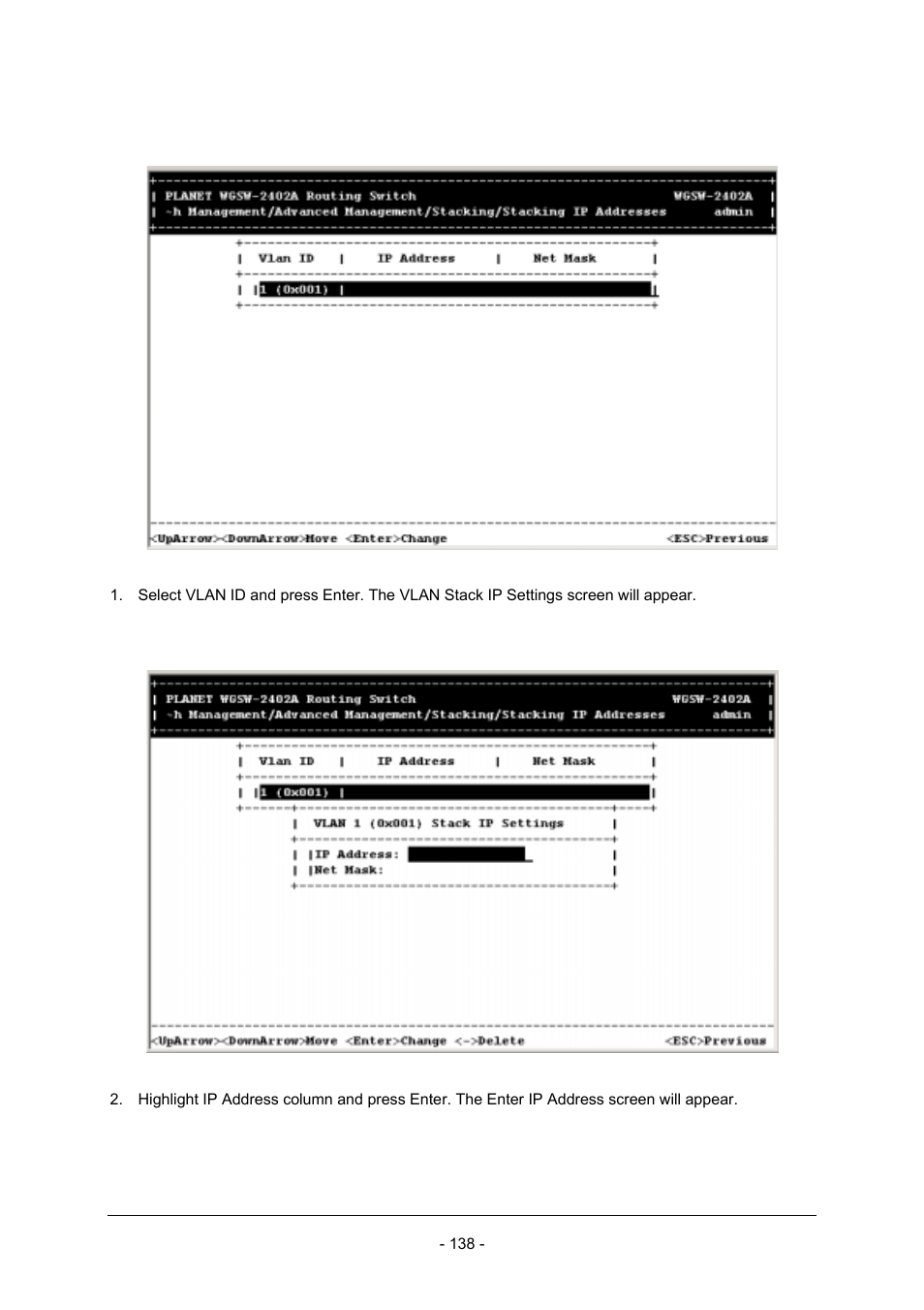 Planet Technology Planet Intelligent Gigabit Ethernet Stackable/Routing Switch WGSW-2402A User Manual | Page 146 / 285