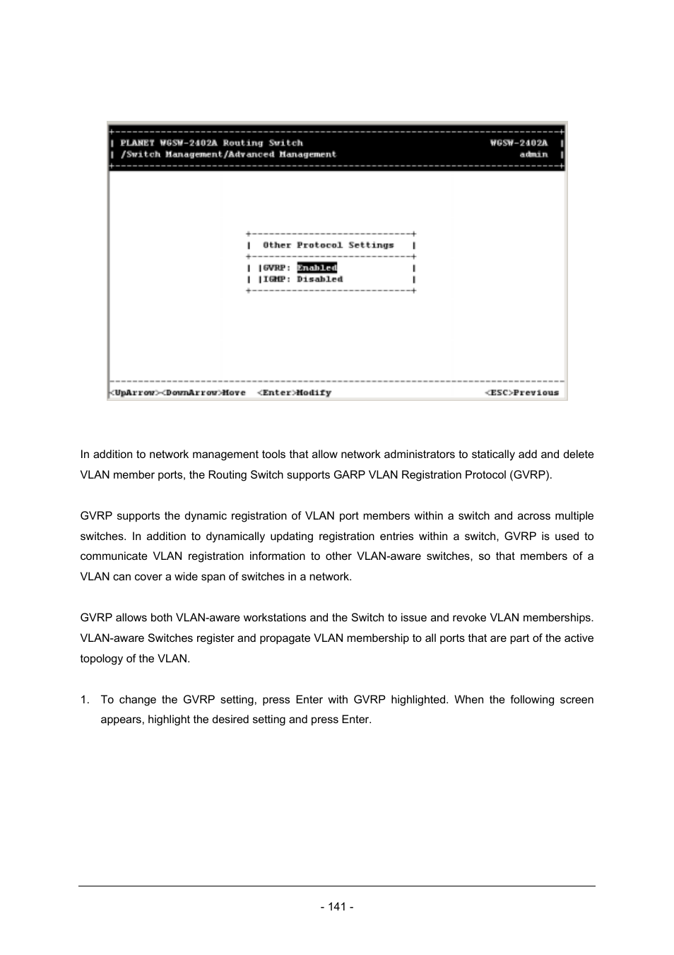 Planet Technology Planet Intelligent Gigabit Ethernet Stackable/Routing Switch WGSW-2402A User Manual | Page 149 / 285
