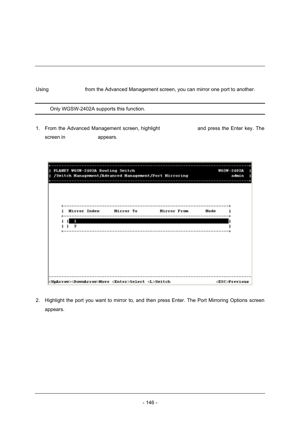 14 port mirroring | Planet Technology Planet Intelligent Gigabit Ethernet Stackable/Routing Switch WGSW-2402A User Manual | Page 154 / 285