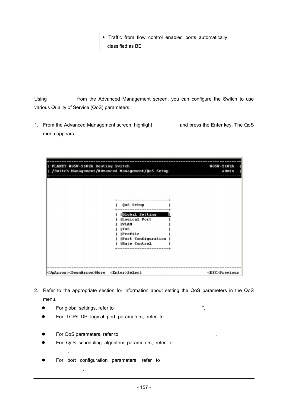 2 configure qos parameter | Planet Technology Planet Intelligent Gigabit Ethernet Stackable/Routing Switch WGSW-2402A User Manual | Page 165 / 285