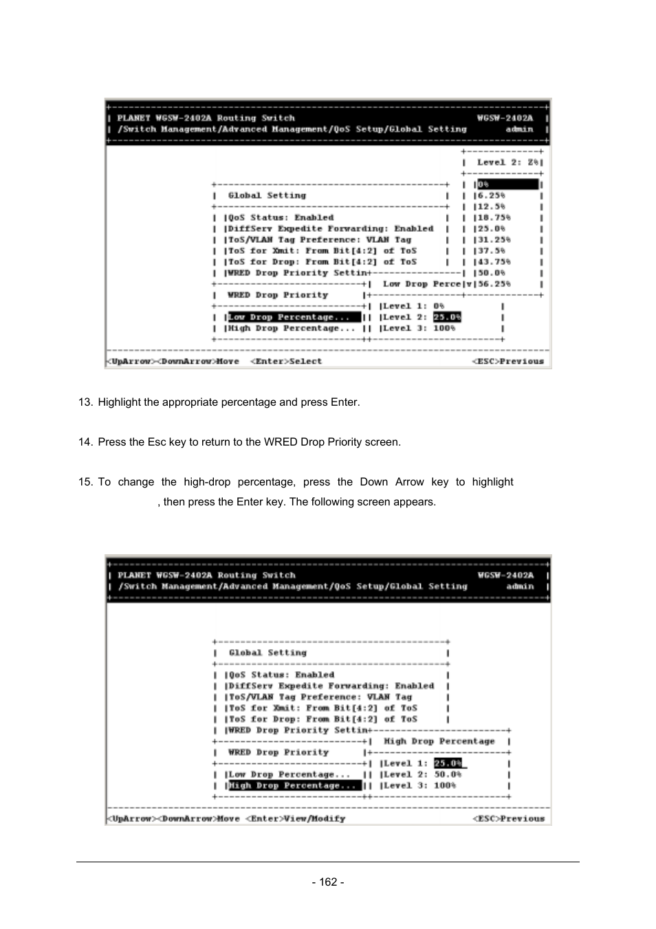 Planet Technology Planet Intelligent Gigabit Ethernet Stackable/Routing Switch WGSW-2402A User Manual | Page 170 / 285