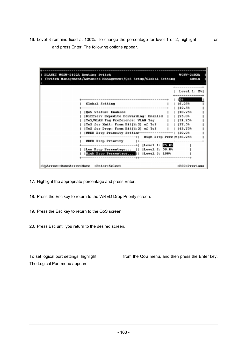 2 specifying tcp/udp logical port settings | Planet Technology Planet Intelligent Gigabit Ethernet Stackable/Routing Switch WGSW-2402A User Manual | Page 171 / 285