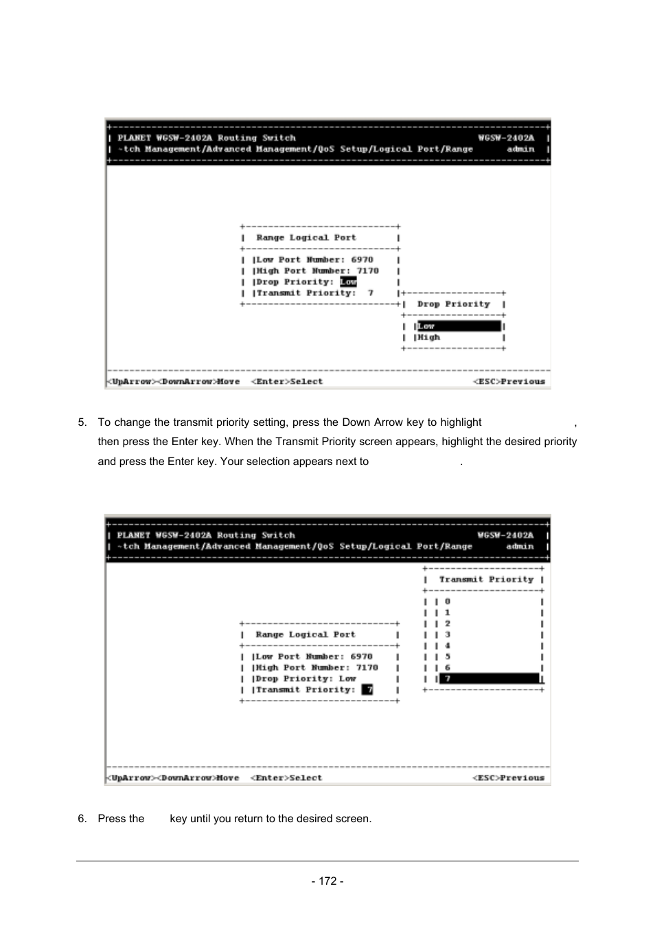 Planet Technology Planet Intelligent Gigabit Ethernet Stackable/Routing Switch WGSW-2402A User Manual | Page 180 / 285