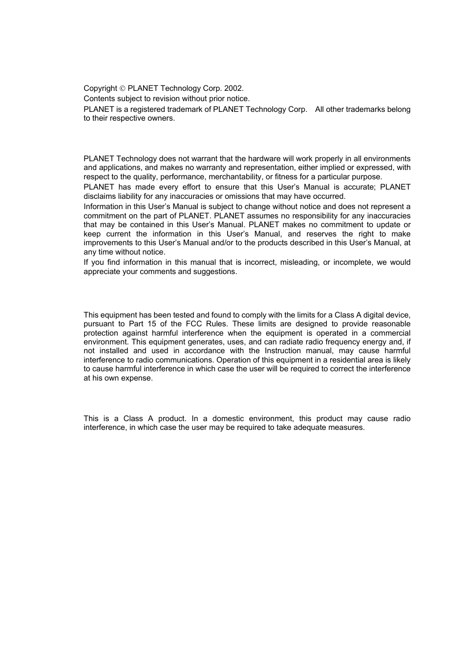 Planet Technology Planet Intelligent Gigabit Ethernet Stackable/Routing Switch WGSW-2402A User Manual | Page 2 / 285