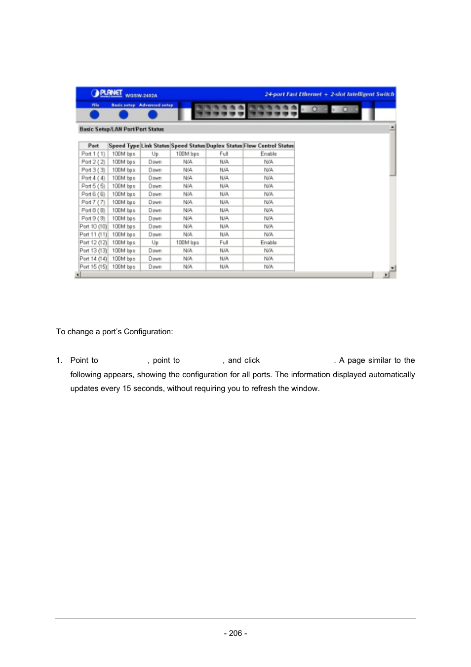 2 changing port configuration | Planet Technology Planet Intelligent Gigabit Ethernet Stackable/Routing Switch WGSW-2402A User Manual | Page 214 / 285