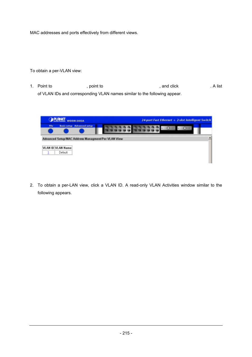 1 per vlan view | Planet Technology Planet Intelligent Gigabit Ethernet Stackable/Routing Switch WGSW-2402A User Manual | Page 223 / 285