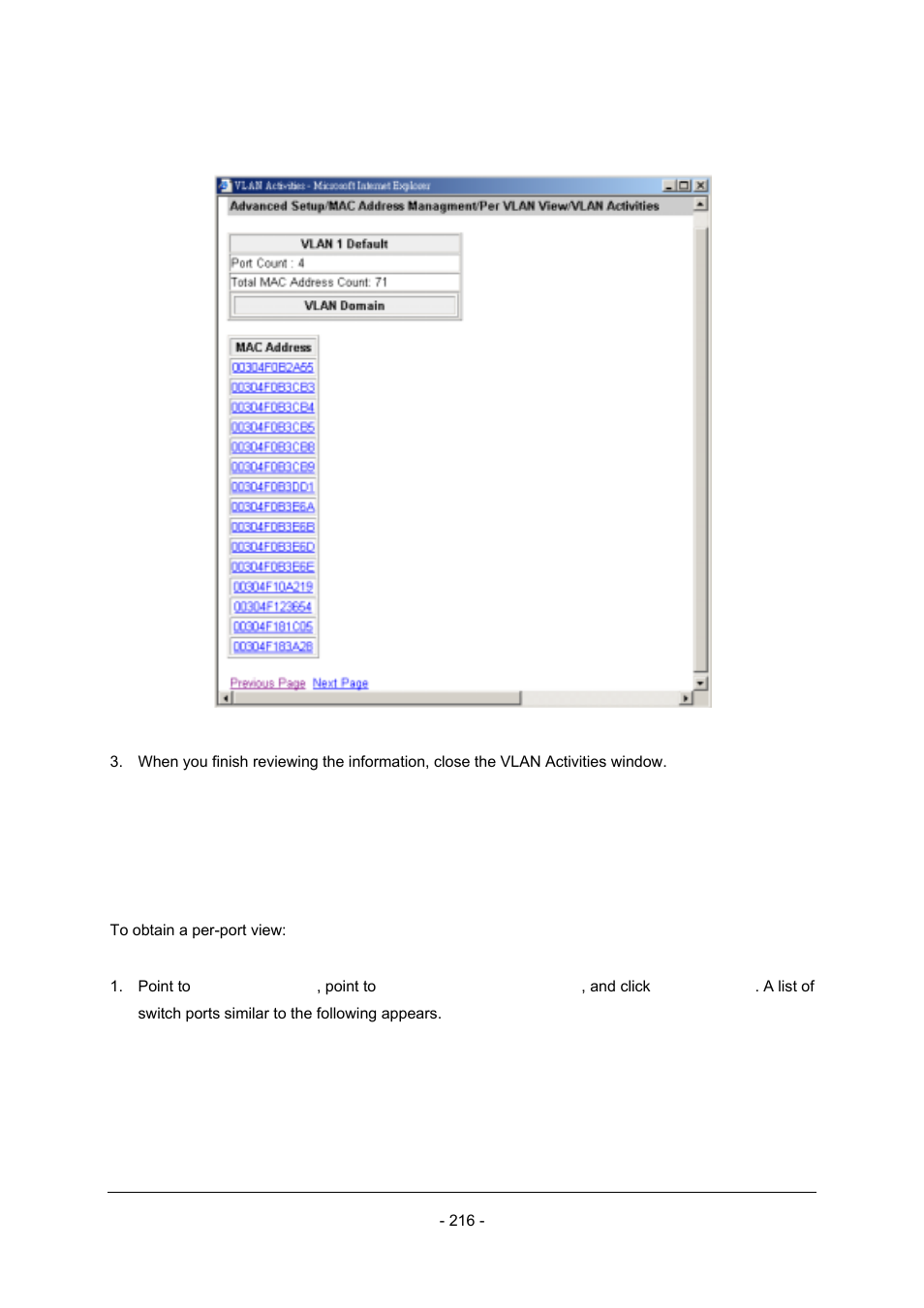 2 per port view | Planet Technology Planet Intelligent Gigabit Ethernet Stackable/Routing Switch WGSW-2402A User Manual | Page 224 / 285