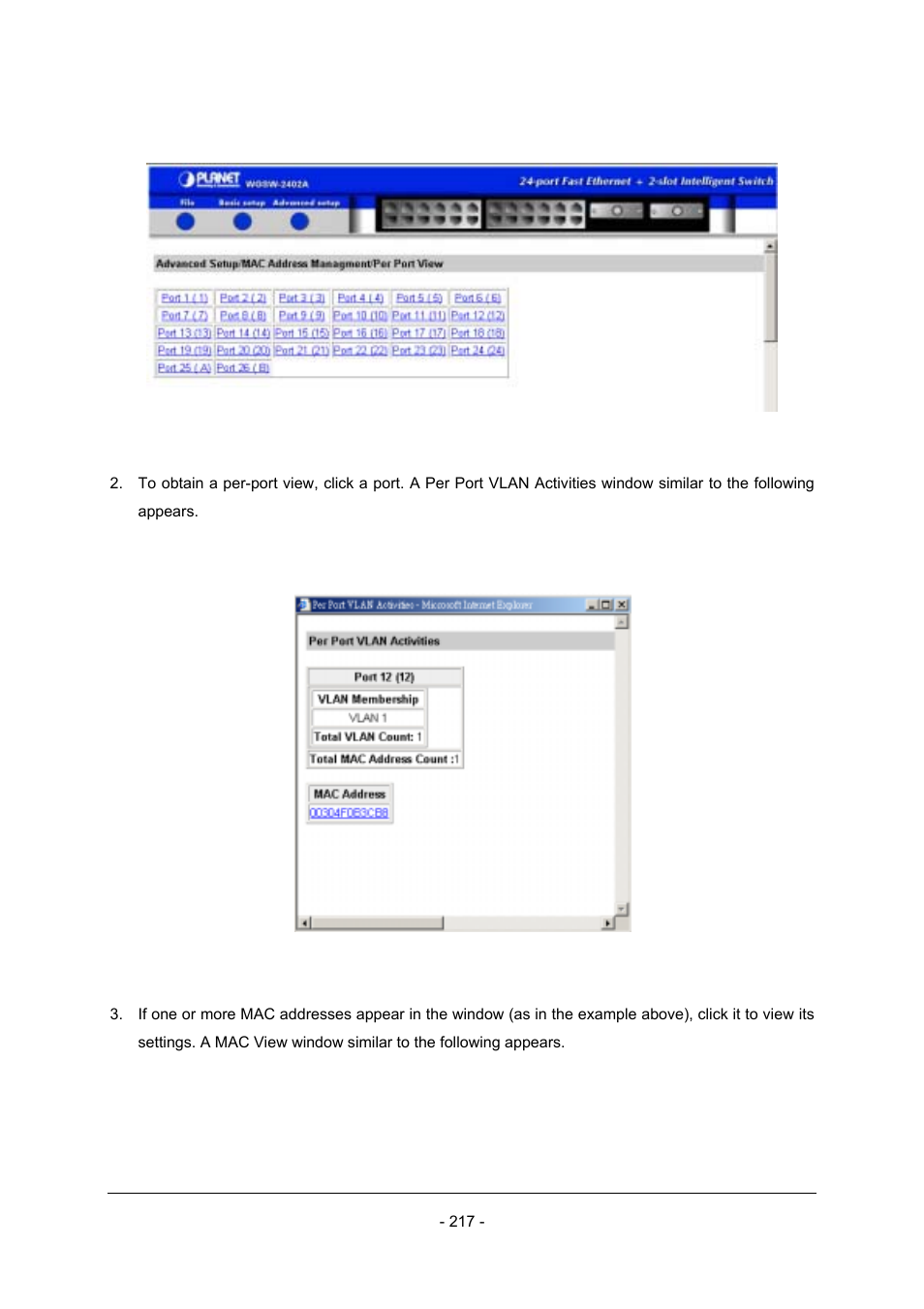 Planet Technology Planet Intelligent Gigabit Ethernet Stackable/Routing Switch WGSW-2402A User Manual | Page 225 / 285