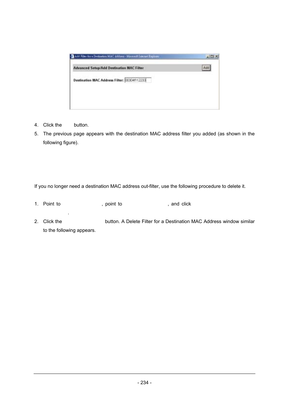 4 deleting destination mac address out-filters | Planet Technology Planet Intelligent Gigabit Ethernet Stackable/Routing Switch WGSW-2402A User Manual | Page 242 / 285