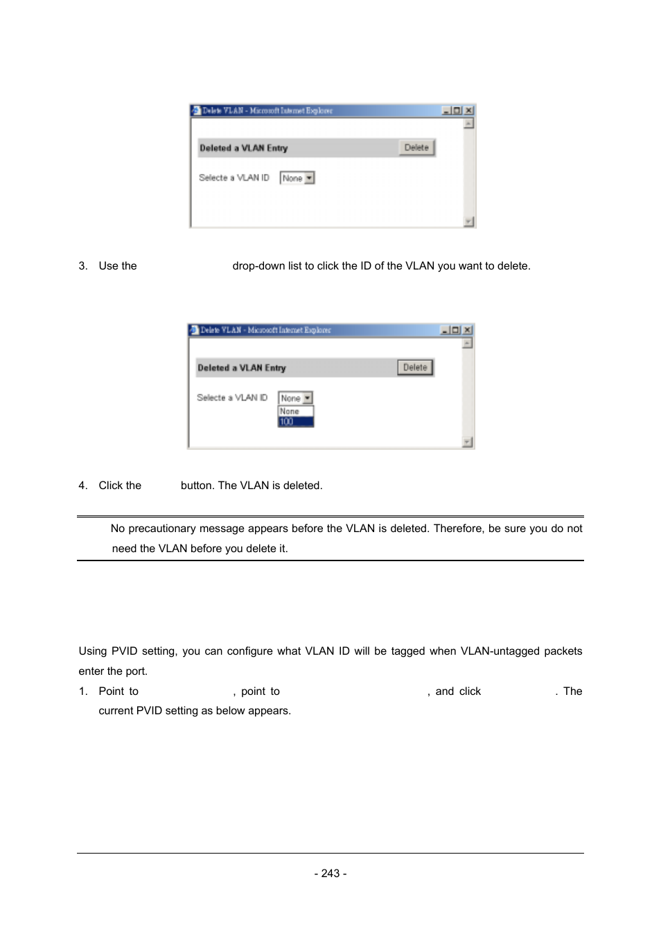2 pvid setting | Planet Technology Planet Intelligent Gigabit Ethernet Stackable/Routing Switch WGSW-2402A User Manual | Page 251 / 285