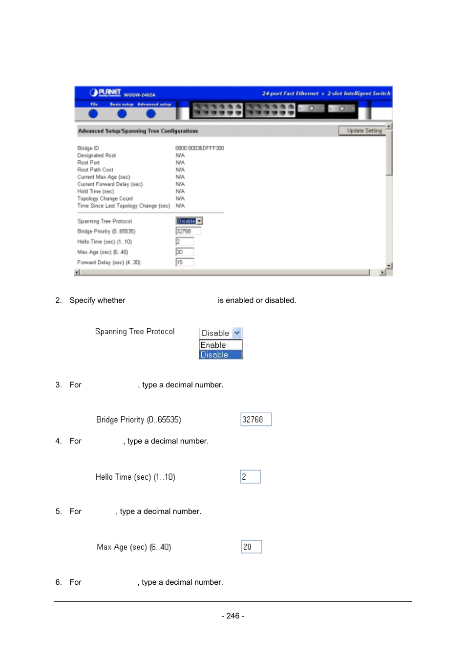 Planet Technology Planet Intelligent Gigabit Ethernet Stackable/Routing Switch WGSW-2402A User Manual | Page 254 / 285