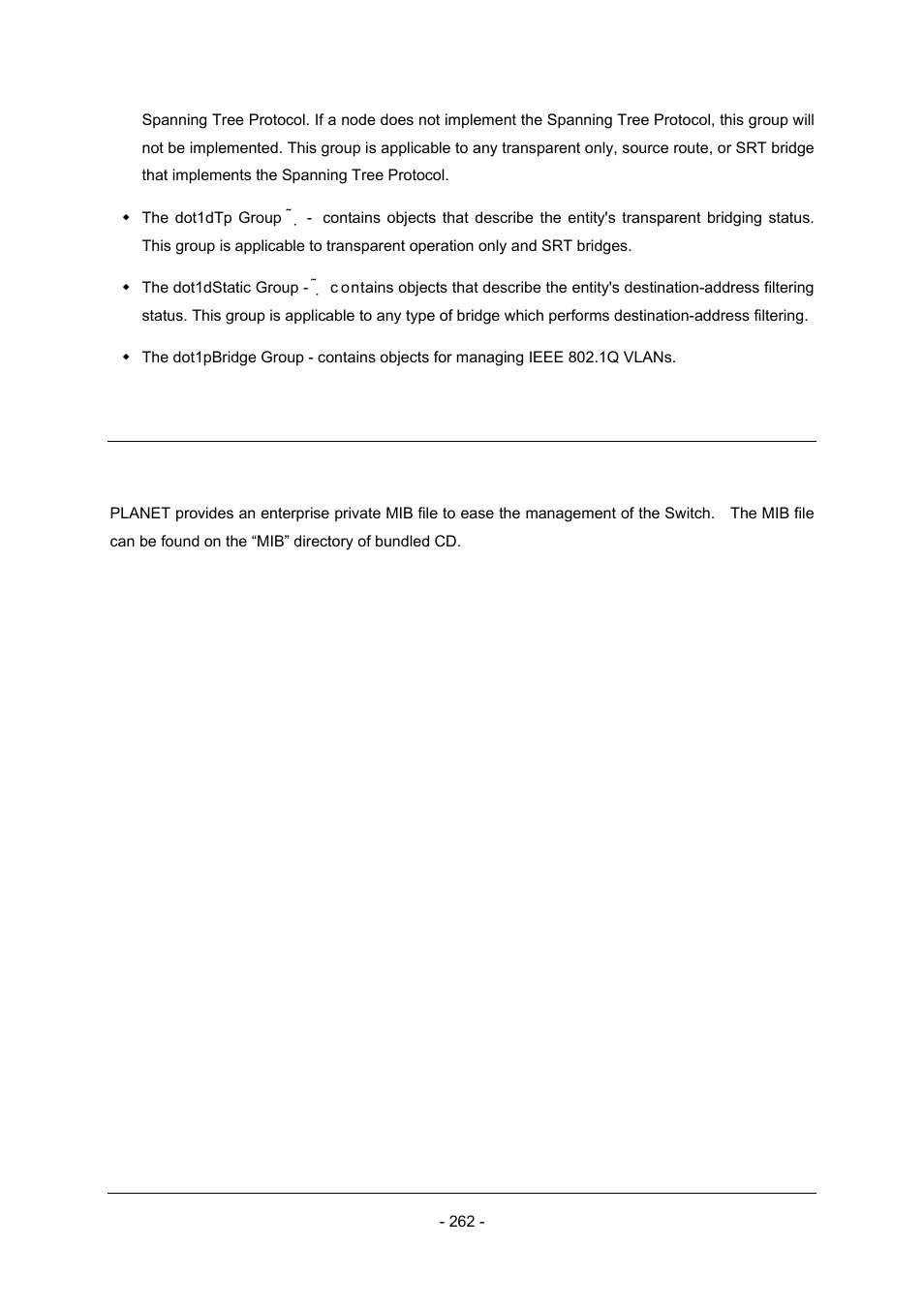 4 planet private mib | Planet Technology Planet Intelligent Gigabit Ethernet Stackable/Routing Switch WGSW-2402A User Manual | Page 270 / 285