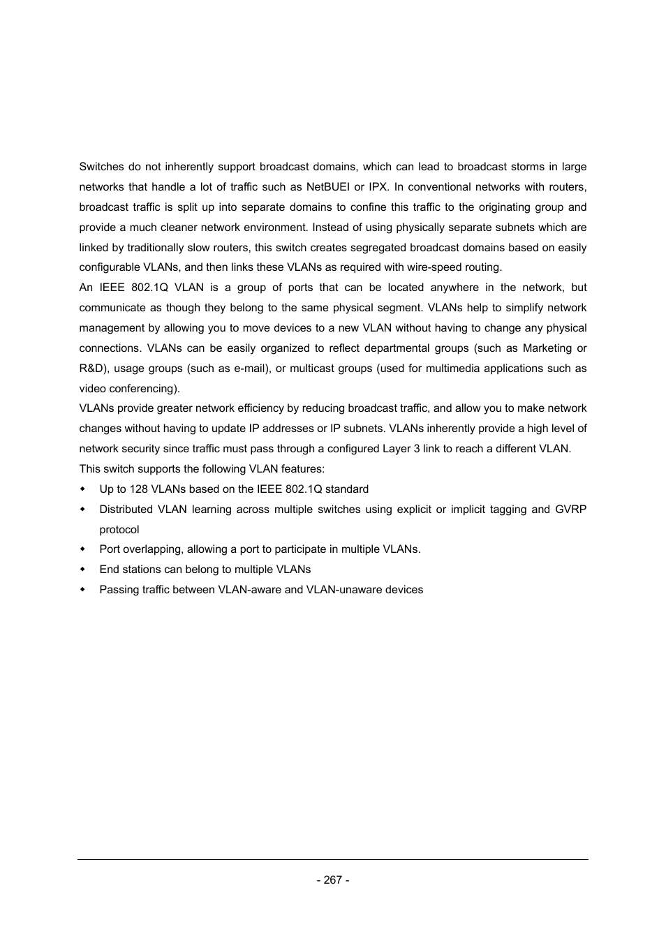 Appendix c vlan | Planet Technology Planet Intelligent Gigabit Ethernet Stackable/Routing Switch WGSW-2402A User Manual | Page 275 / 285