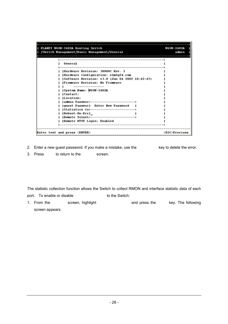 5 statistic collection | Planet Technology Planet Intelligent Gigabit Ethernet Stackable/Routing Switch WGSW-2402A User Manual | Page 36 / 285