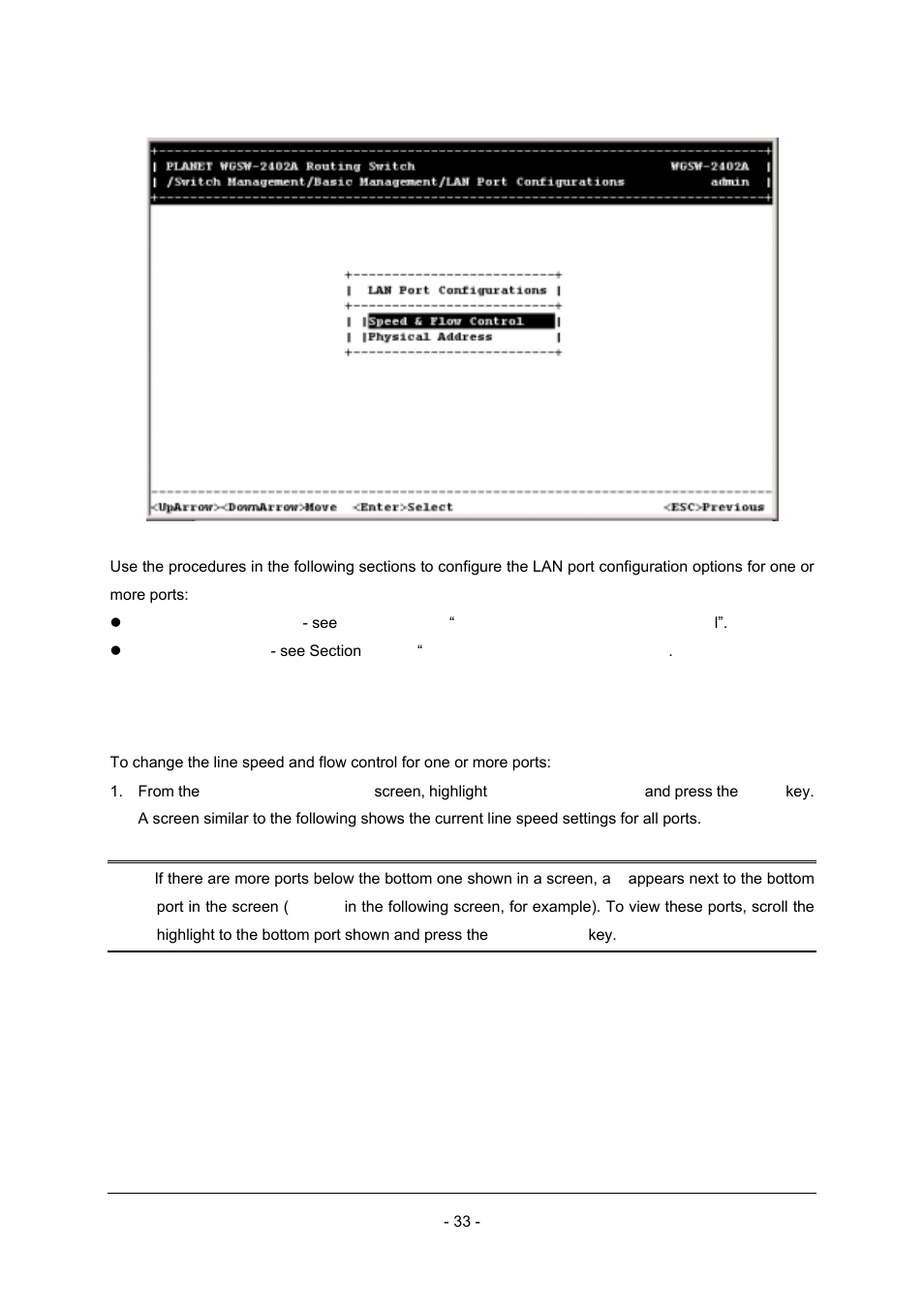 1 changing the speed and flow control | Planet Technology Planet Intelligent Gigabit Ethernet Stackable/Routing Switch WGSW-2402A User Manual | Page 41 / 285