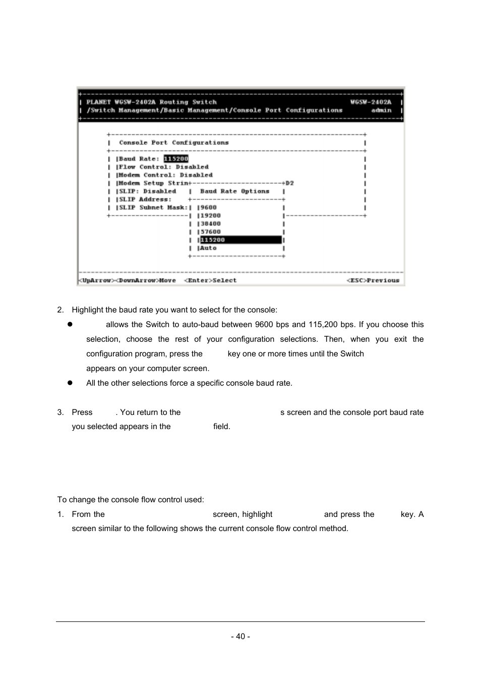 2 selecting a flow control method | Planet Technology Planet Intelligent Gigabit Ethernet Stackable/Routing Switch WGSW-2402A User Manual | Page 48 / 285