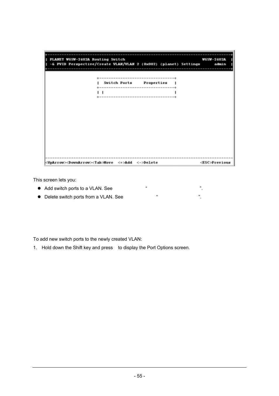 2 adding new switch ports | Planet Technology Planet Intelligent Gigabit Ethernet Stackable/Routing Switch WGSW-2402A User Manual | Page 63 / 285