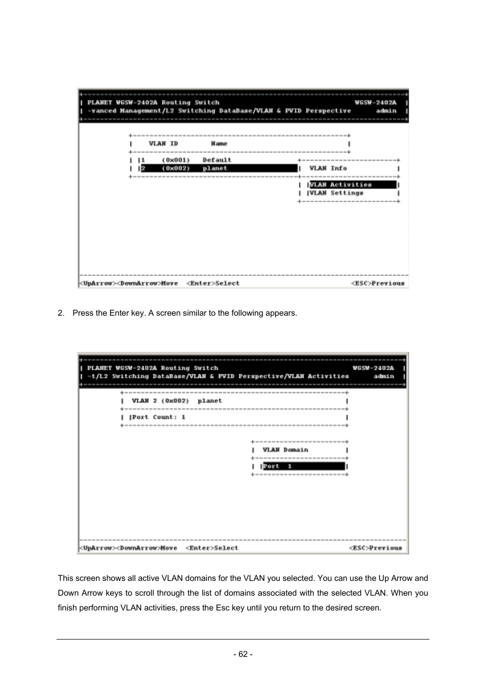 Planet Technology Planet Intelligent Gigabit Ethernet Stackable/Routing Switch WGSW-2402A User Manual | Page 70 / 285