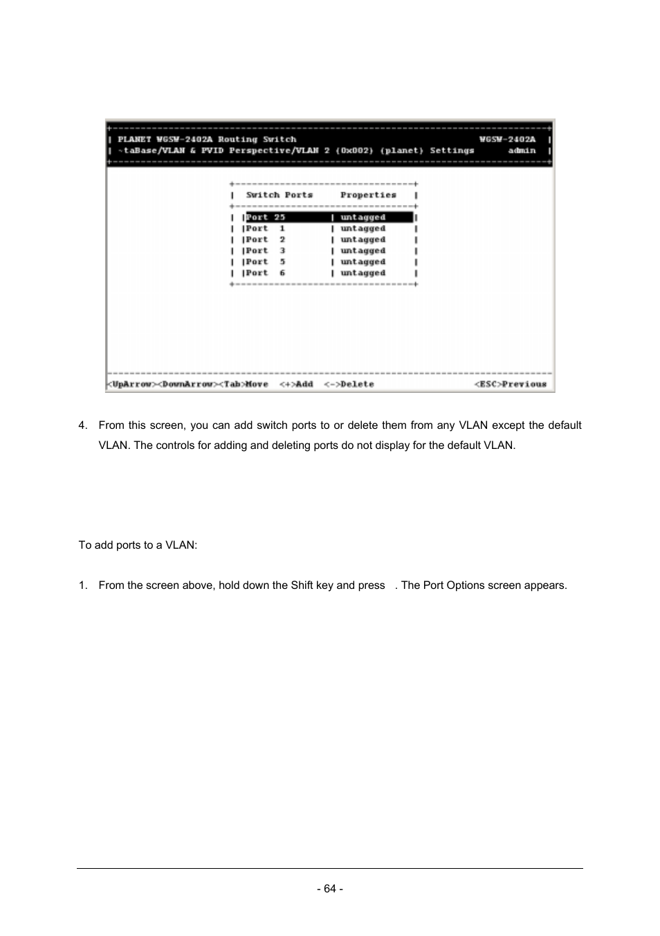 6 adding ports | Planet Technology Planet Intelligent Gigabit Ethernet Stackable/Routing Switch WGSW-2402A User Manual | Page 72 / 285