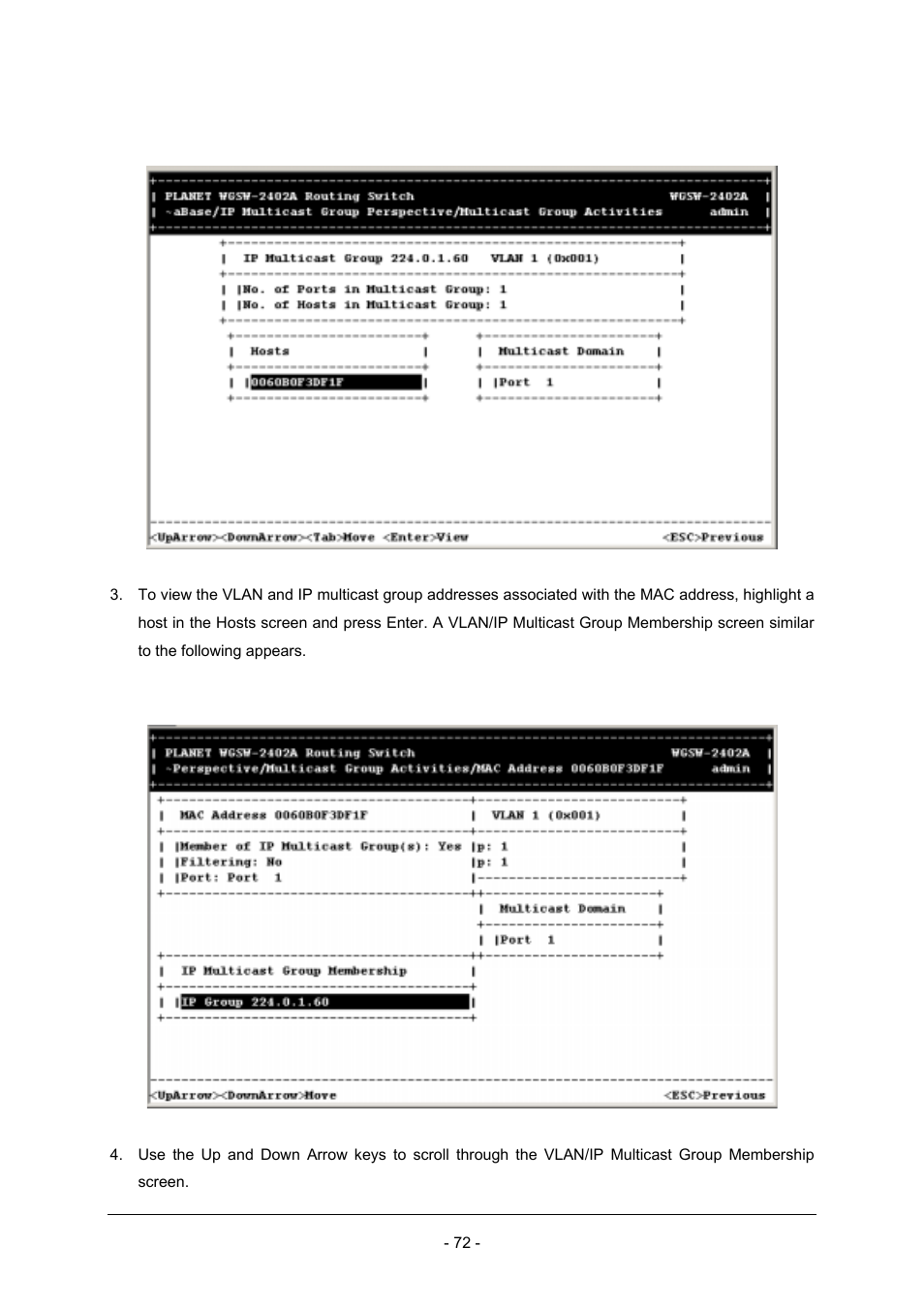 Planet Technology Planet Intelligent Gigabit Ethernet Stackable/Routing Switch WGSW-2402A User Manual | Page 80 / 285
