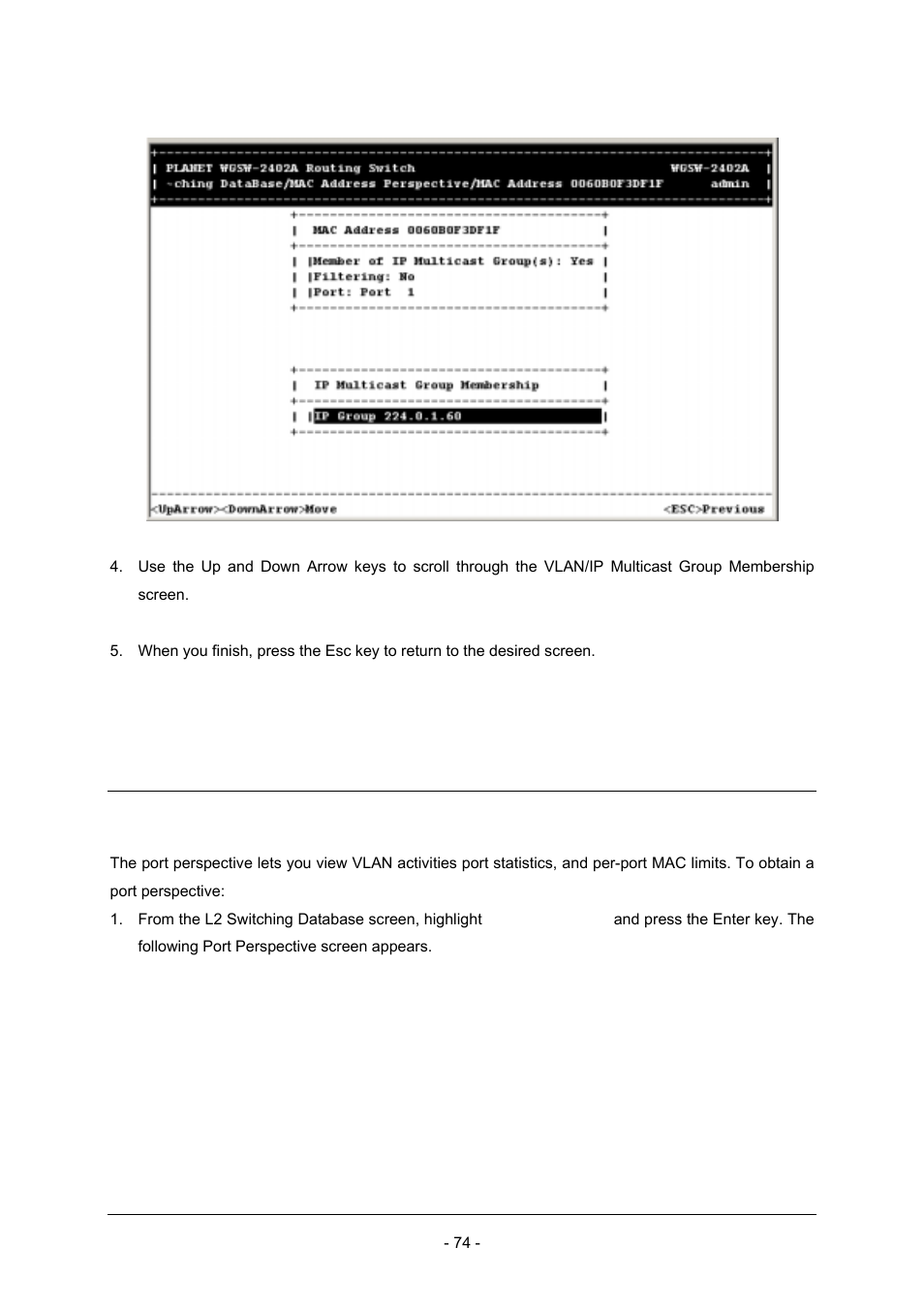 5 port perspective | Planet Technology Planet Intelligent Gigabit Ethernet Stackable/Routing Switch WGSW-2402A User Manual | Page 82 / 285