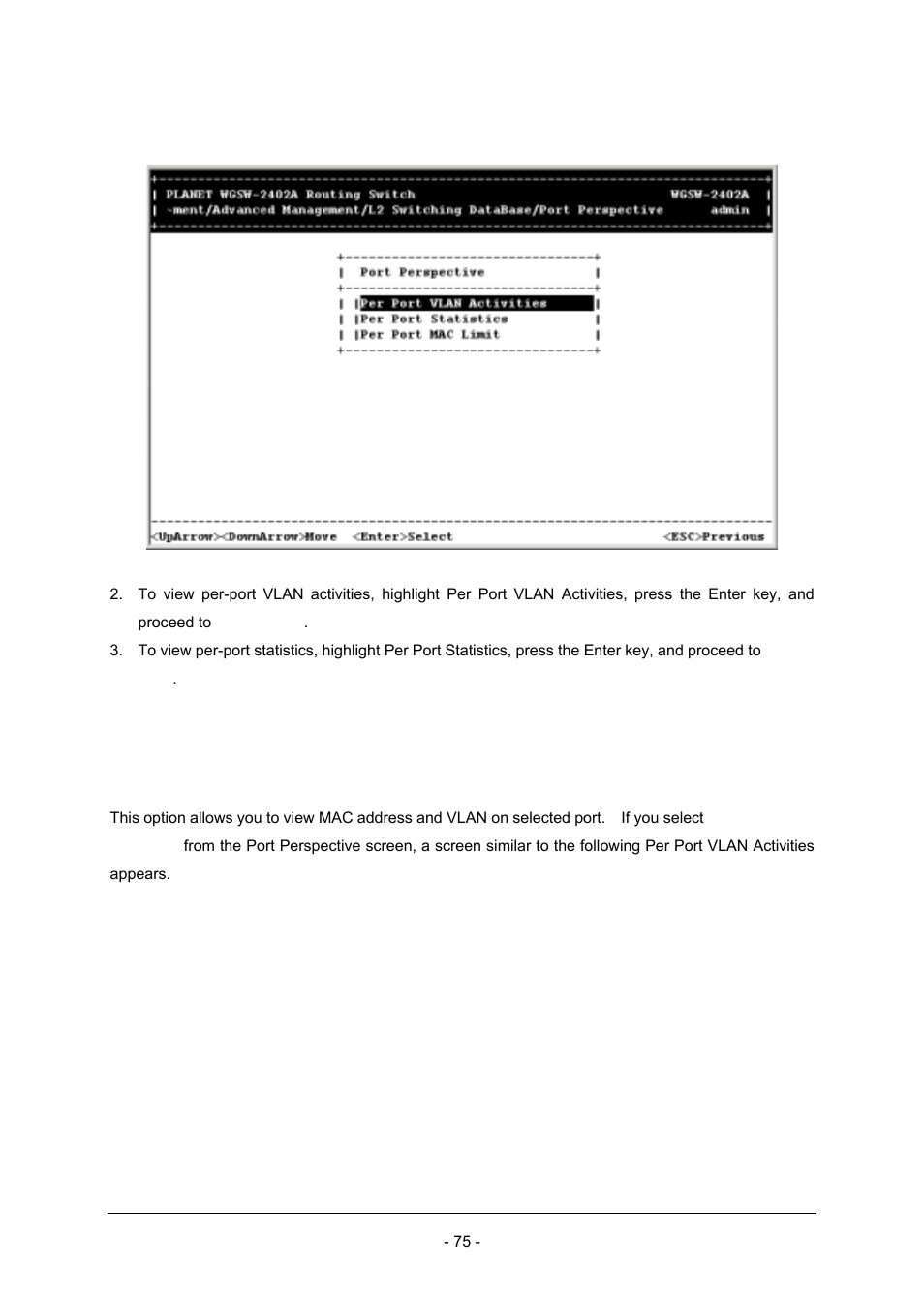 1 per port vlan activities | Planet Technology Planet Intelligent Gigabit Ethernet Stackable/Routing Switch WGSW-2402A User Manual | Page 83 / 285