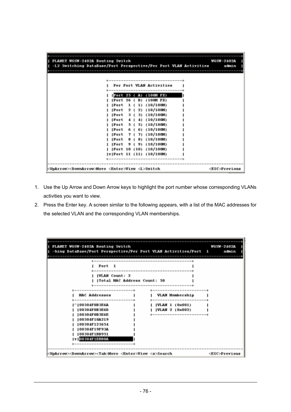 Planet Technology Planet Intelligent Gigabit Ethernet Stackable/Routing Switch WGSW-2402A User Manual | Page 84 / 285