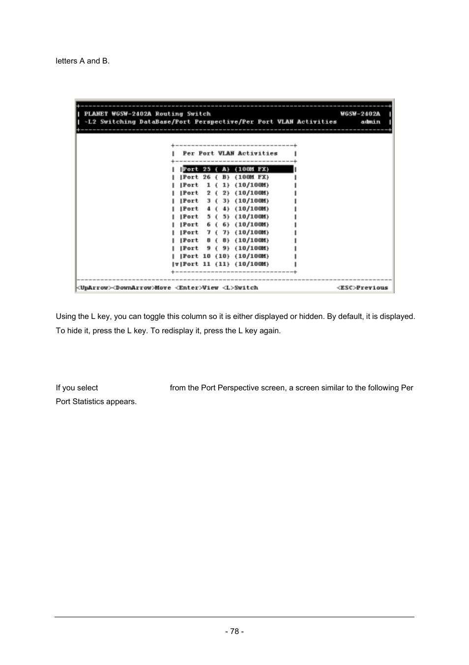 4 per port statistics | Planet Technology Planet Intelligent Gigabit Ethernet Stackable/Routing Switch WGSW-2402A User Manual | Page 86 / 285