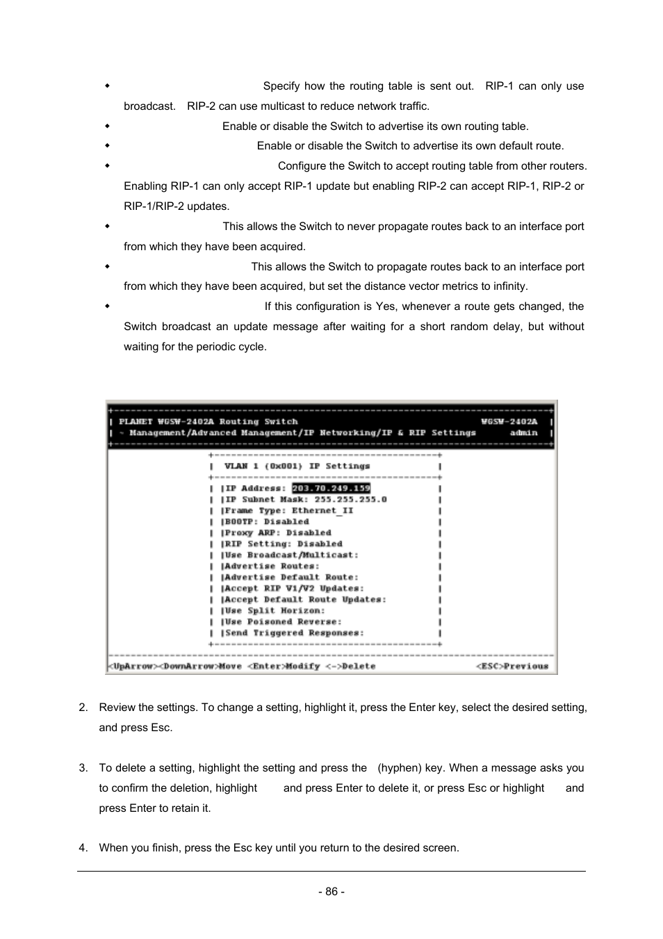 Planet Technology Planet Intelligent Gigabit Ethernet Stackable/Routing Switch WGSW-2402A User Manual | Page 94 / 285