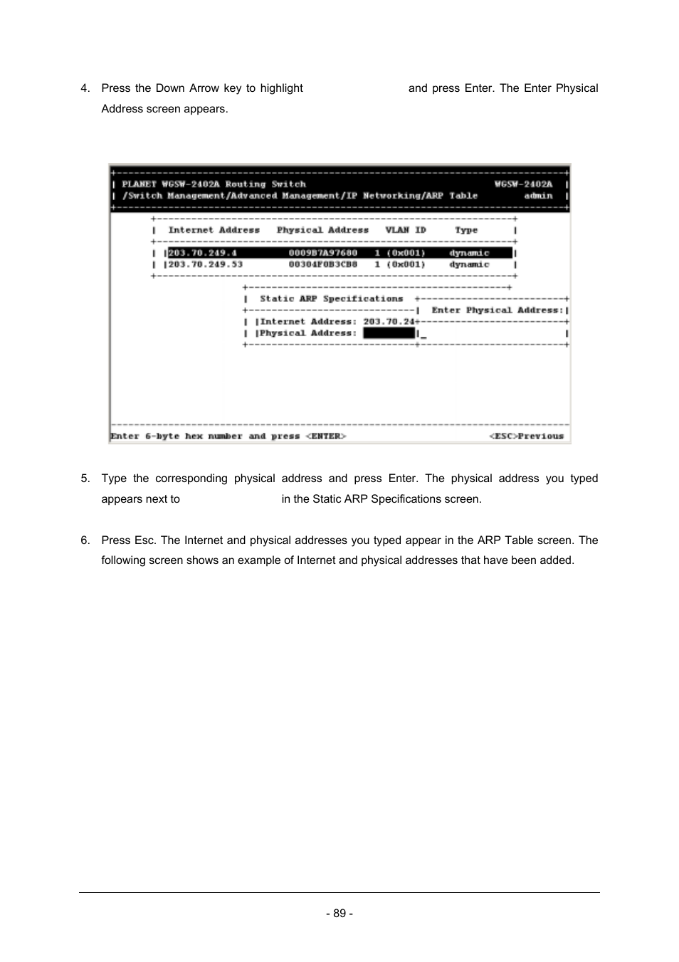 Planet Technology Planet Intelligent Gigabit Ethernet Stackable/Routing Switch WGSW-2402A User Manual | Page 97 / 285