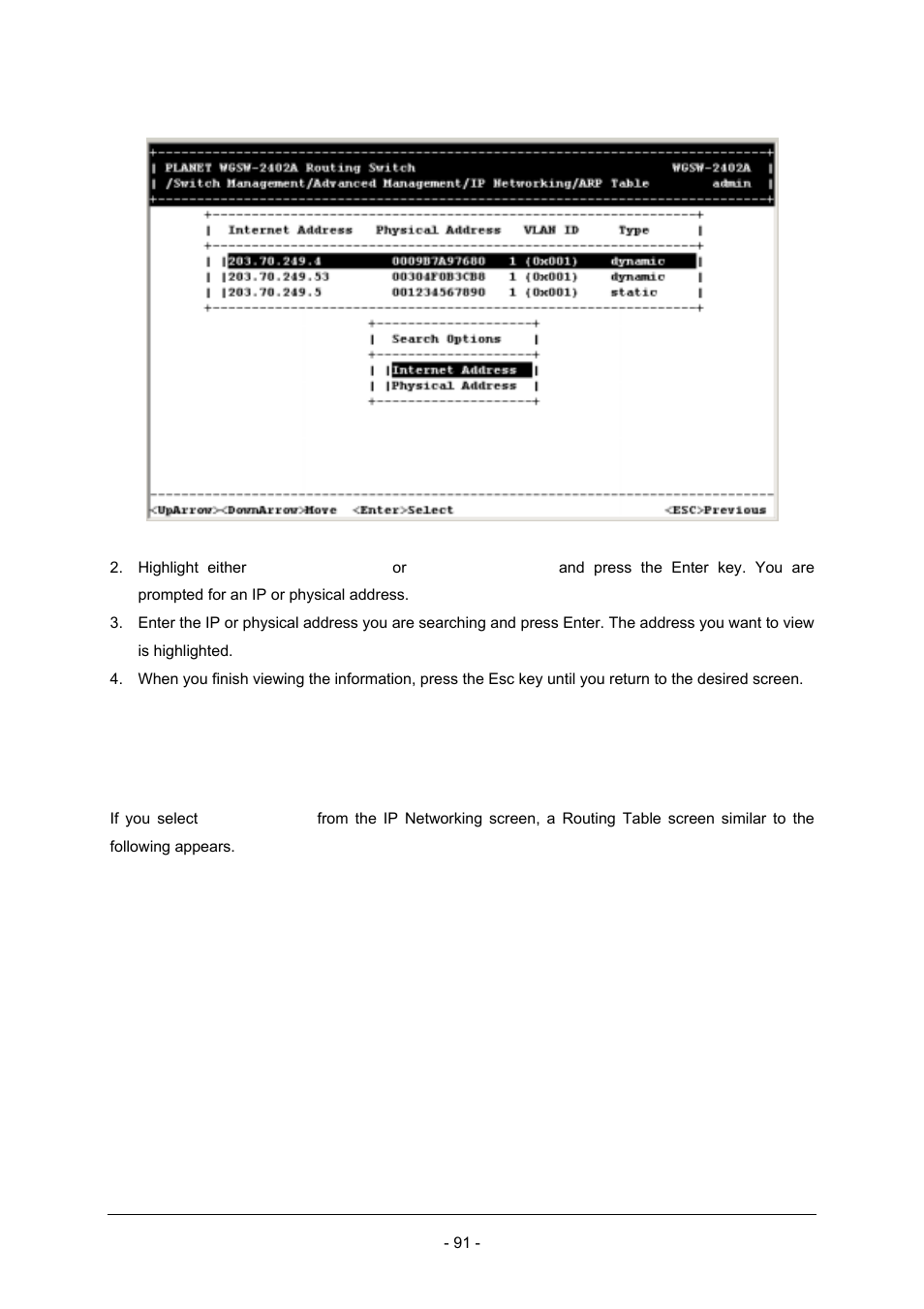 3 routing table | Planet Technology Planet Intelligent Gigabit Ethernet Stackable/Routing Switch WGSW-2402A User Manual | Page 99 / 285